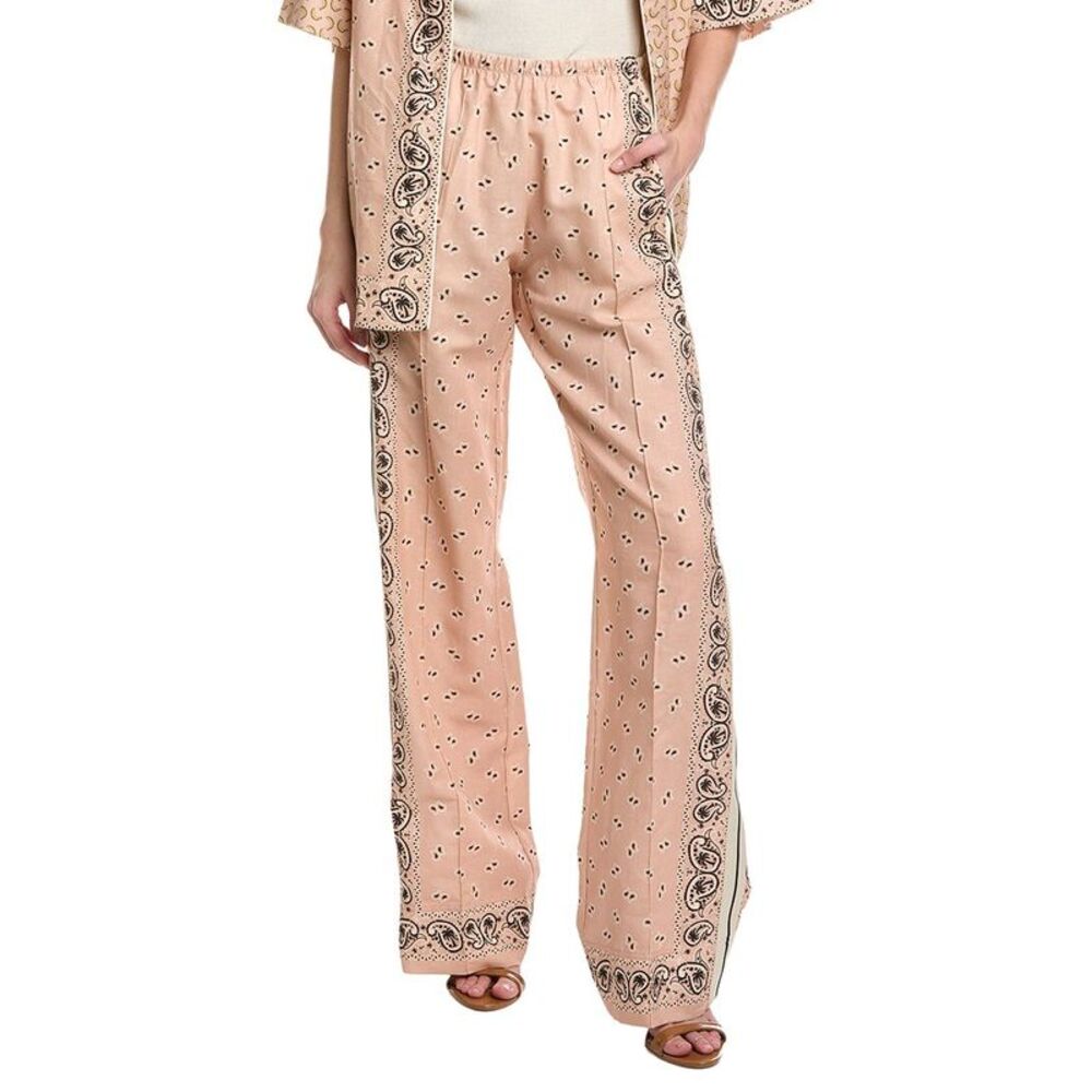 Palm Angels Womens  Linen-Blend Pant, Pink